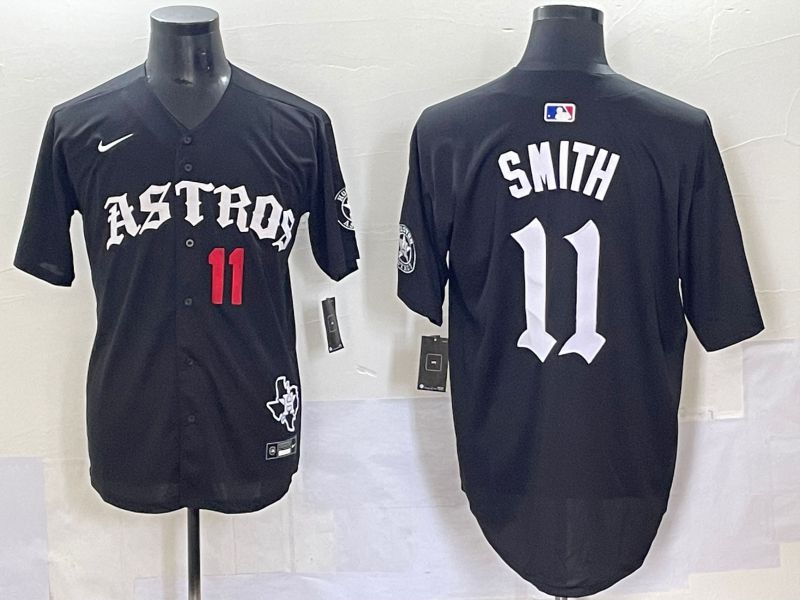 Men 2025 Houston Astros 11 Smith Black Seven generations Joint Name Nike MLB Jersey style 7044